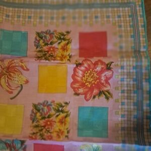 Vintage Versace Floral & Check/ Patchwork Pink Multicolor Silk Scarf 21" X 20"